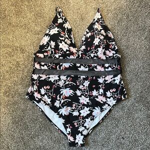 Floral Black and White Swimsuit Never Worn